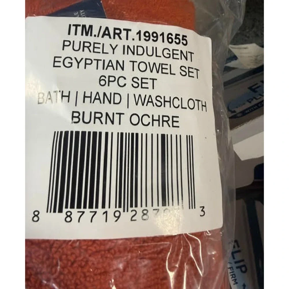 Purely Indulgent Egyptian Cotton 6pc Towel Set Bath Hand Washcloth Burnt Orange